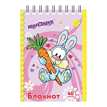 Блокнот Юнландия 129860 Мультяшки, А7 75*105мм, гребень, в клетку, 40 листов