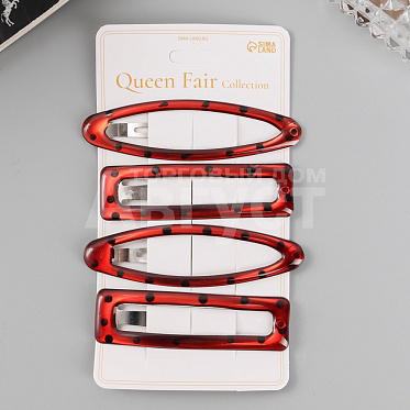 Набор для волос Queen Fair 10679932 Фрида, зажим, клик-клак, 7 и 8 см, черный, 4 шт
