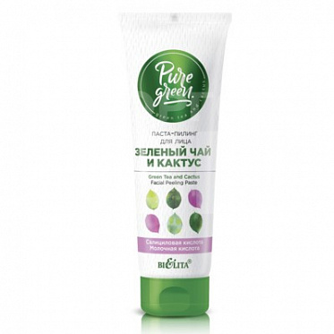 Белита PURE GREEN Паста-пилинг для лица «Зеленый чай и кактус» 75мл