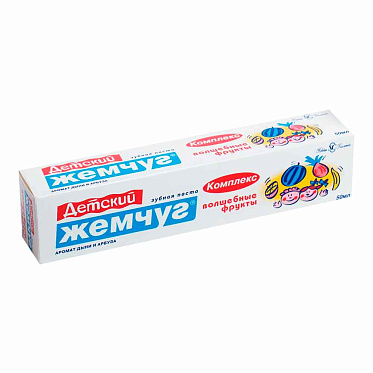 Зубная паста детская Жемчуг новый волшебные фрукты, 3+, 50 мл