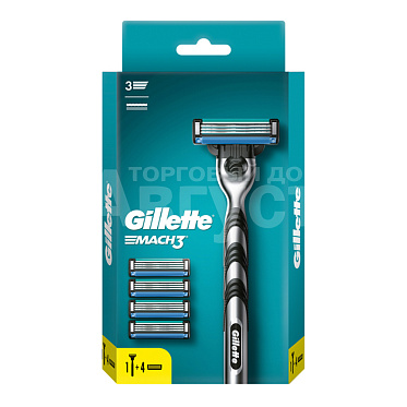 Станок для бритья Gillette Mach3 с 5 сменными кассетами, мужской, 1 шт