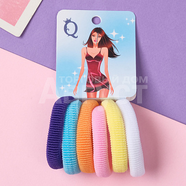 Набор для волос Queen fair 10318403 резинки, Анна, грезы, 4см, разноцветные, 6 шт