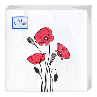 Салфетки бумажные Bouquet Art 2-х слойные, 20 см, Маки, 30 листов