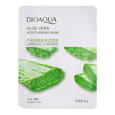 Маска для лица Bioaqua для лица тканевая, увлажняющая, с алоэ, 25 г
