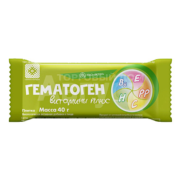 Бад Гематоген 40 г витаминный плюс Е,В6, С,РР,Н, Экзон