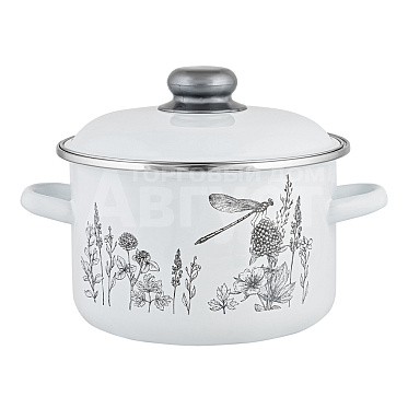 Кастрюля Appetite 1RD201M Flora-2, эмалированная, 4 л