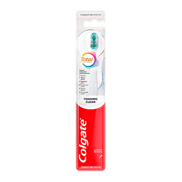 Зубная щетка Colgate Total Пенная чистка, средняя жесткость, 1 шт