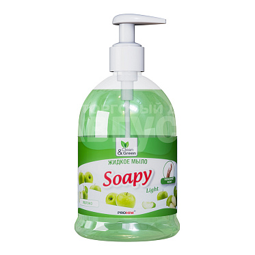 Мыло жидкое Clean&Green Soapy эконом яблоко с дозатором, 500 мл