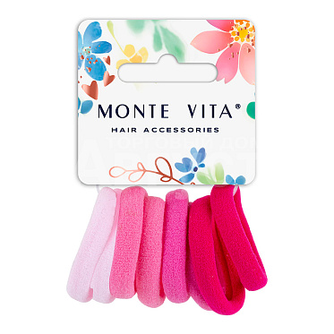Набор для волос MONTE VITA 457048 Резинки, мягкие, средние, 4см, оттенки розового, 8 шт