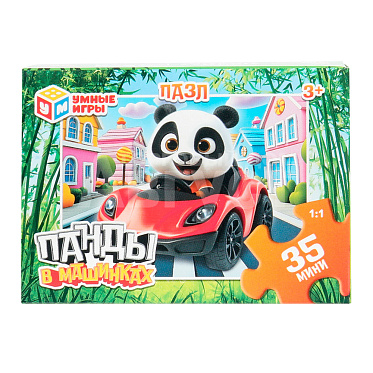 Пазл Умные игры 4630395059688 Панды в машинках. В коробке 35 деталей. 90х65х25мм, картон