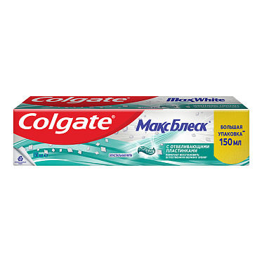 Зубная паста Colgate МаксБлеск кристальная мята,с отбеливающими пластинками, 150 мл