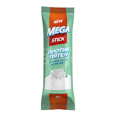Пятновыводитель MEGA Против пятен от жира, пищи, косметики, стик, 80 г