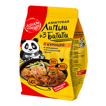 Лапша быстрого приготовления ASIAN FUSION Азиатская из батата с курицей и овощами в сосусе, 107 г