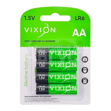 Батарейка Vixion LR06 АА алкалиновая, 4 шт