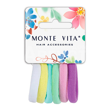 Набор для волос 457047 Резинки Monte Vita, мягкие, средние, пастельные цвета, 6 шт