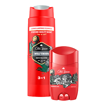 Набор подарочный Old Spice Wolfthorn (дезодорант - стик 50мл + и гель для душа Капитан 3 в 1 250 мл), мужской