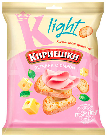 Сухарики Кириешки Light ржаные ветчина с сыром, 80 г