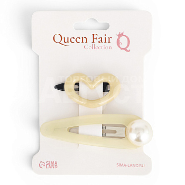 Набор для волос Queen Fair 10958301 Космея 2 заколки 7.5 и 4 см, бежевый