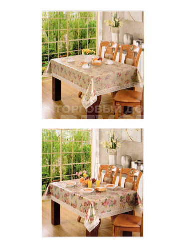 Скатерть SKS-07 с цветами 152*152 см, полиэстер, в ассортименте