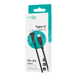 Кабель для зарядки Vixion Type-C 60W VX-21c PRO 3А, черный, 1 м