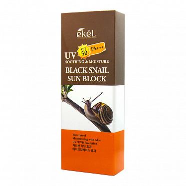 Крем Ekel Soothing Black Snail SPF50+ cолнцезащитный увлажняющий с муцином черной улитки, 70 мл