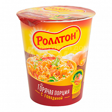 Вермишель быстрого приготовления Роллтон Говядина, стакан, 70 г