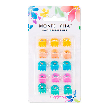 Набор для волос MONTE VITA 457028 крабики, глянцевые, 0,8см, разноцветные, 15 шт
