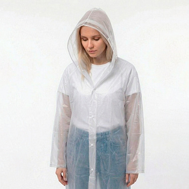 Влагозащитный плащ-дождевик PD-06-1 PVC, белый