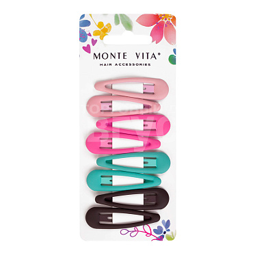 Набор для волос MONTE VITA 457092 зажим, клик-клак, soft touch, разноцветные, 5 шт 5 см