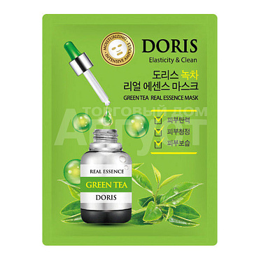 Маска для лица Doris Green Tea тканевая, зеленый чай, очищающая,эластичность кожи, 25 г