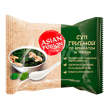 Суп ASIAN FUSION грибной со шпинатом и яйцом, 12 г