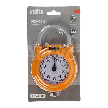 Весы-безмен Vetta 487-061 механический, круглый, нагрузка до 10 кг 11*7,5 см, оранжевый