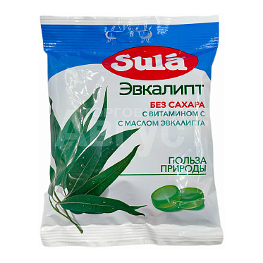 Бад Леденцы Sula, б/сахара, эвкалипт, пакет, 60 г