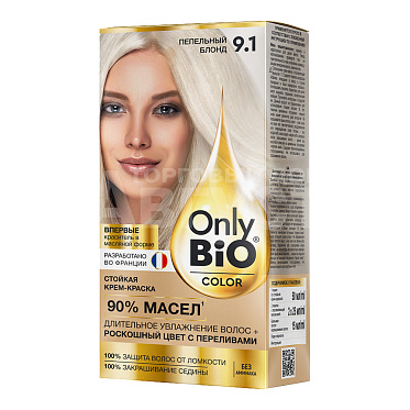 Крем-краска для волос Only Bio COLOR Без аммиака, 90% масел тон 9.1, пепельный блонд, 115 мл