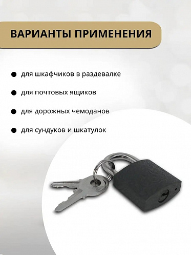 Замок навесной 25х42мм, 2 ключа