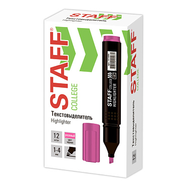 Текстовыделитель Staff 151499 College STICK HL-497 линия 1-4 мм, розовый