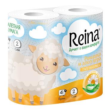 Бумага туалетная Reina Aroma Ромашка и алоэ вера, двухслойная, 4 шт
