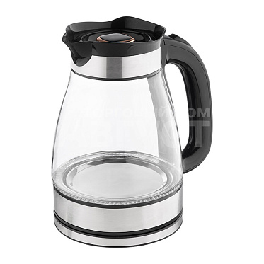 Чайник электрический HomeStar 108852 корпус из термостойкого стекла, черный, 1,8 л