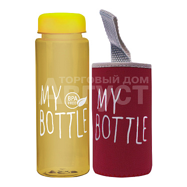 Бутылка для воды "My Bottle" матовая с термочехлом 500мл, цвет желтый, красный
