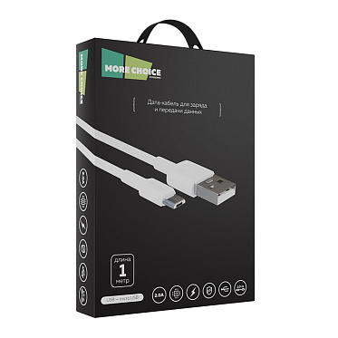 Дата-кабель для зарядки MoreChoice K19m 1м USB для micro USB 2.0А, белый, 1 м