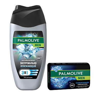 Набор подарочный Palmolive Men Арктический ветер и северный океан (гель для душа 250 мл 3 в 1 + твердое мыло 90 г), мужской