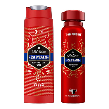 Набор подарочный Old Spice Captain (дезодорант - спрей 150 мл + и гель для душа 3 в 1 250 мл), мужской