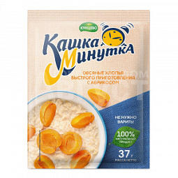 Каша овсяная быстрого приготовления Кашка-Минутка, Абрикос, пакет, 37 г
