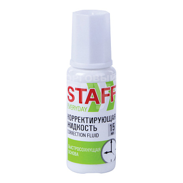 Штрих с кисточкой Staff 229398 Everyday быстросохнущая, спиртовая, белый, 15 мл