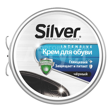 Крем-блеск для обуви Silver Intensive Классик в железной банке, черный, 50 мл