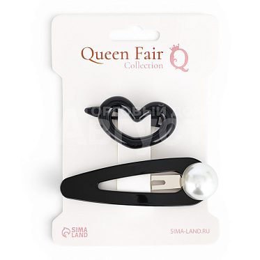 Набор для волос Queen Fair 10958302 Космея 2 заколки 7.5 и 4 см, черный