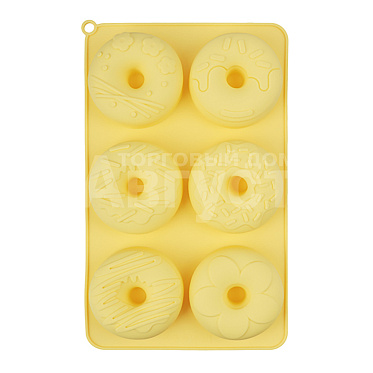 Форма для выпечки Vetta 856-005 Пончик, на 6 ячеек, цвет желтый, 27*16,5*3 см, силиконовая