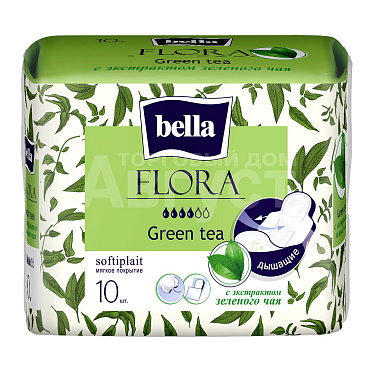 Прокладки гигиенические Bella Flora с экстрактом зеленого чая, 10 шт