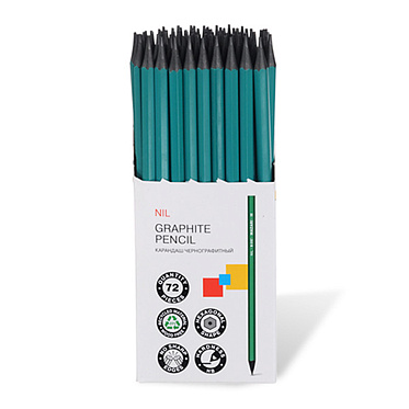 Карандаш чернографитный M-6107 HB, пластиковый, эластичный,, шестигранный, заточенный, цвет корпуса зеленый