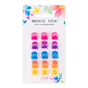 Набор для волос MONTE VITA 457028 крабики, глянцевые, 0,8см, разноцветные, 15 шт